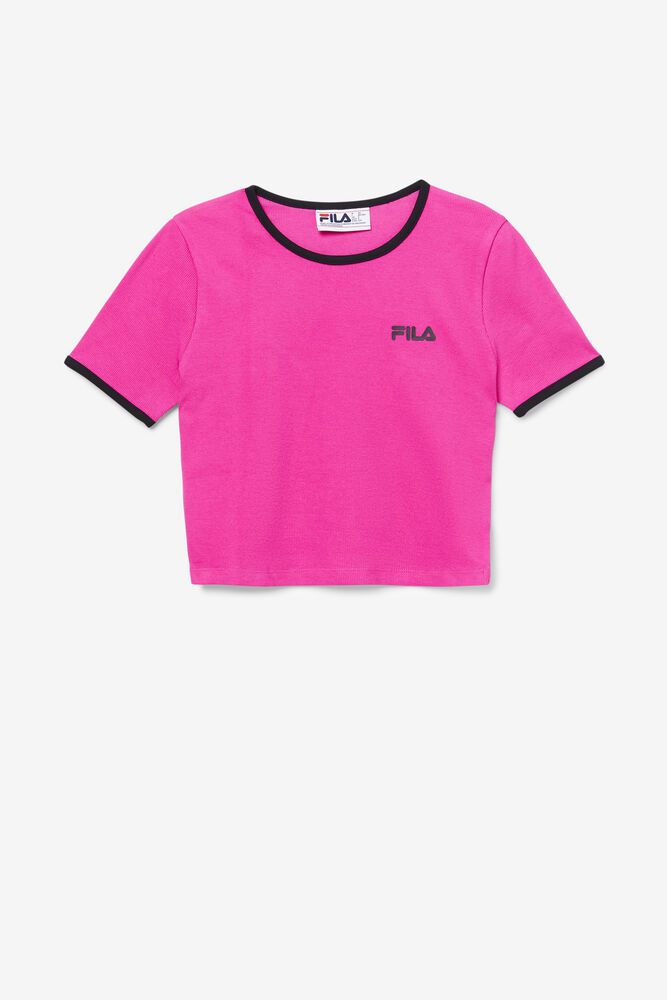 Fila T Skjorte Dame Rosa Perla Crop Top 658320-GIF